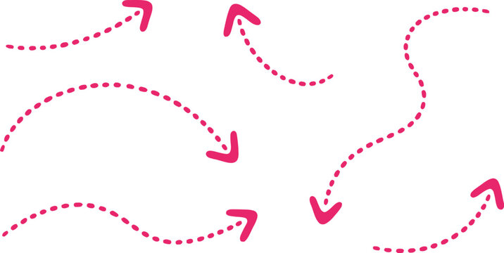 Pink dotted arrow set directional cues growth and progress illustration