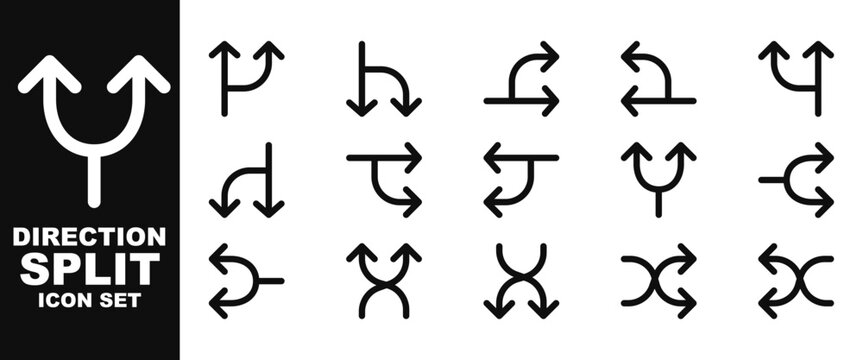Direction split icon set