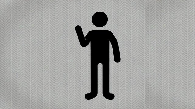 Clean minimalist stick figure animation of a human applauding calmly, flat vector style, centered on white