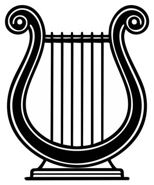 Stylized black outline of a classical lyre ancient musical instrument