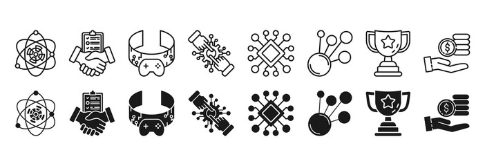 Obraz premium Gamefi icon set. pool rewards and staking symbol
