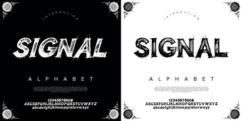 Signal sketchy scribble stroke font grunge messy typography alphabet set © happy