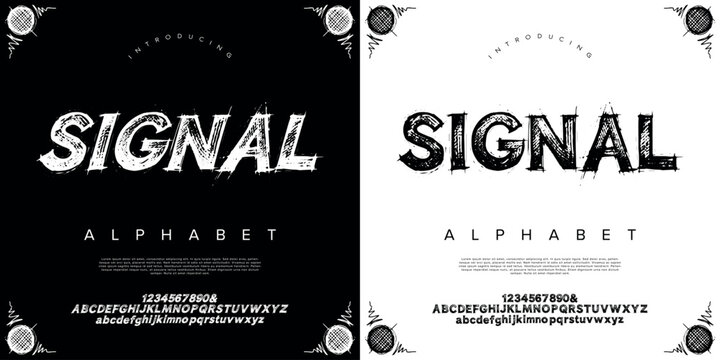 Signal sketchy scribble stroke font grunge messy typography alphabet set