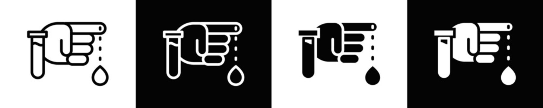 Blood Test Icon Set White And Black Background Style