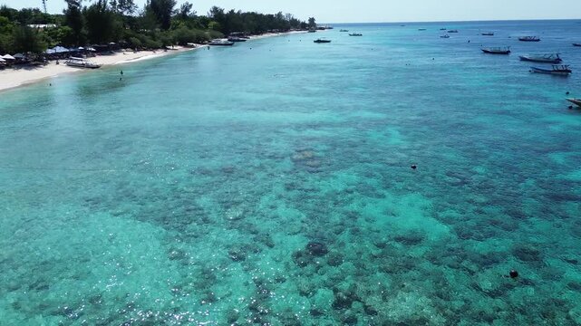 Aerial 4K Drone Footage Gili Trawangan Island Lombok Indonesia Tropical Paradise