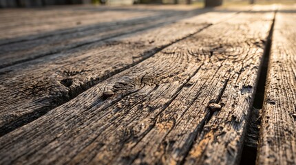 Obraz premium Close Up Texture of Reclaimed Wood Decking Grain
