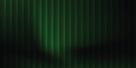 Fototapeta premium Glowing Green Laser Light Beams on Dark Vertical Ridged Surface Abstract Futuristic Technology Background Ideal.