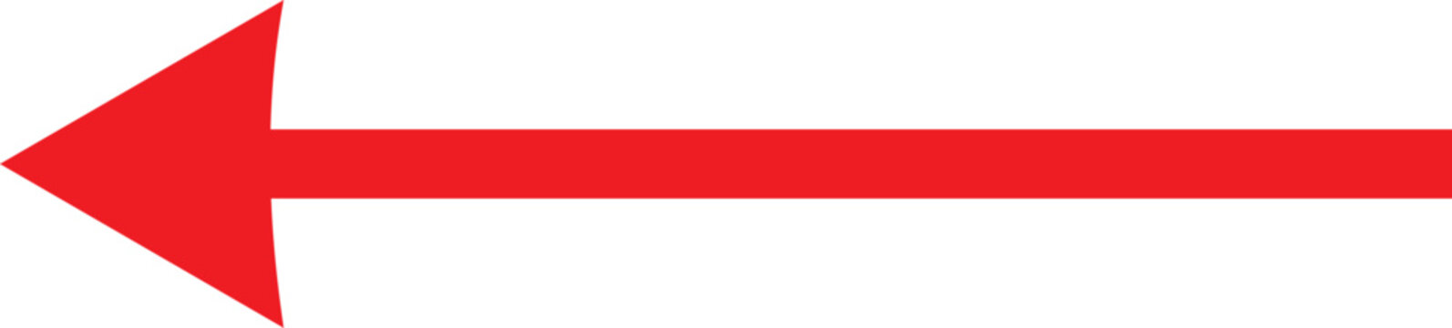 red arrow on white background. red arrow with straight triangular head pointing left on white background. vector illustration eps file.