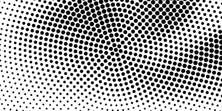 Halftone gradient. Dotted gradient, smooth dots spraying and halftones dot background seamless horizontal geometric pattern vector template circle.