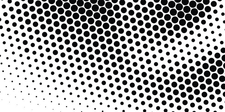Halftone gradient. Dotted gradient, smooth dots spraying and halftones dot background seamless horizontal geometric pattern vector template circle.