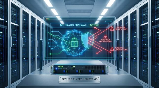 High tech data center security holographic icons.