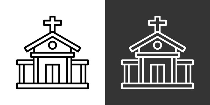 Church Black And White Icon Set Collection Pack Vector Illustration