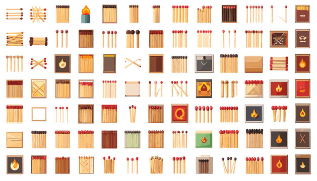 Matchstick Pattern Grid Layout with Educational Math Counting Puzzle Elements and Retro Logic Game Concept Assets for Elementary Kid Activity Textbooks