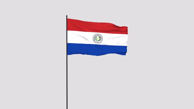 Paraguay Flag Animation 4K Transparent Background with Alpha Channel