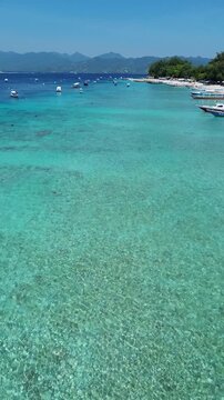 Vertical Aerial 4K Drone Footage Gili Trawangan Island Lombok Indonesia Tropical Beach
