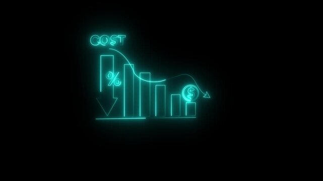 Cost reduction and cost saving through digital transformation, business cost optimization, operational cost reduction, financial saving, and resource efficiency 4k video animation.