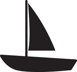 Fototapeta premium Sailboat, black sailboat, vector boat, sailing icon