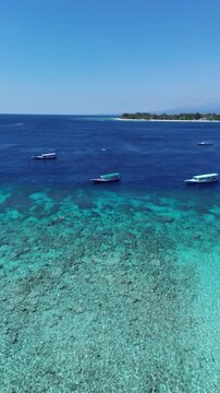 Vertical Aerial 4K Drone Footage Gili Trawangan Island Lombok Indonesia Tropical Beach