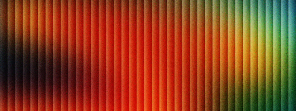 Abstract vertical line pattern with vibrant orange and green gradient. Colorful striped background texture with rhythmic parallel bars. Modern geometric backdrop for creative digital design.