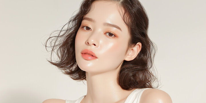 美容, 女性, スキンケア, 化粧品, ビューティー, 若い女性, 美肌, 日本人, アジア人, フェイシャル, メイク, 美容液, 保湿, クリーム, エイジングケア, 美容医療, エステ, 美容クリニック, 肌ケア, ナチュラルメイク, 透明感, ツヤ肌, モデル, 笑顔, ポートレート, クローズアップ, リラックス, 癒し, 健康的, 美白, コラーゲン, ヒアルロン酸, アンチエイジング