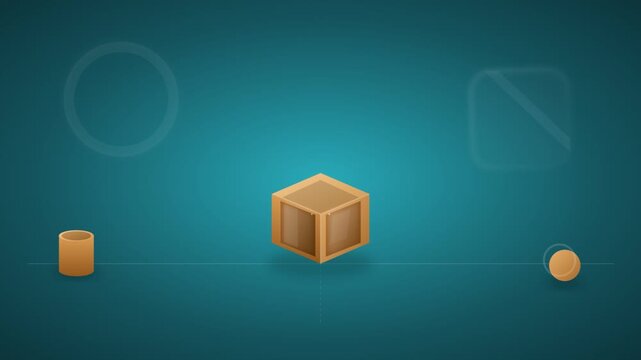3D Motion Graphics Animation of Geometric Shapes Morphing on Teal Background