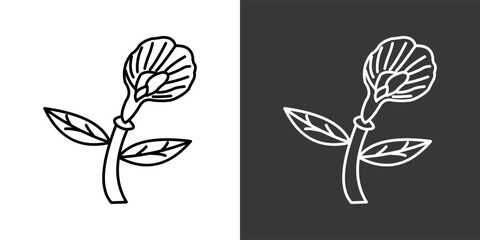 Butterfly Pea Black And White Icon Set Collection Pack Vector Illustration © Uyun rokhman