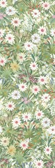 Fototapeta premium Collection of delicate soft watercolor floral vertical seamless pattern swatches set
