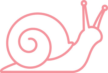Simple pink line drawing of a cute garden snail icon © Md
