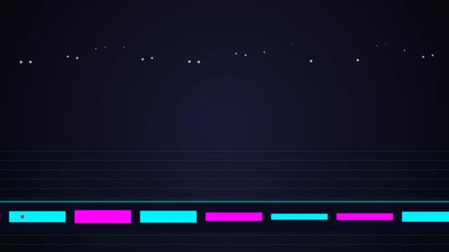 Abstract digital equalizer motion graphic with pulsing neon rectangles