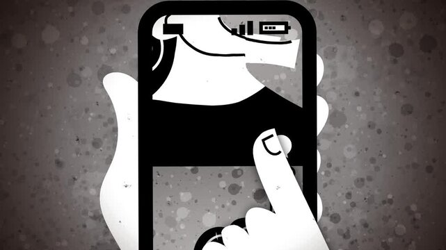 person addicted to a smartphone compulsively doomscrolling on social media