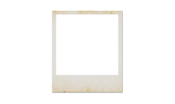 Vintage polaroid photo frame with grunge paper texture isolated on transparent background.
