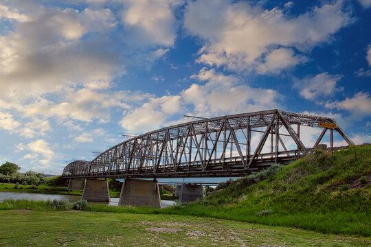 Evening Summer Light on the Yellowstone Bridge over the Yellowstone River in Fallon, Montana.