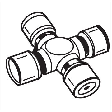 Universal Joint Cross or U Joint Automotive Hand Drawn Vector Illustration