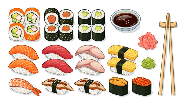 sushi set vector illustration