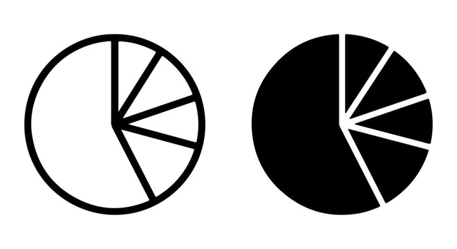 Pie Chart Icons, Data Visualization Symbols, Simple Circle Graphs, Business Analytics Vector Set