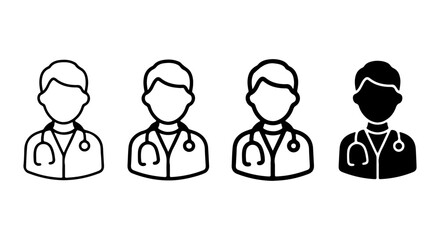 Fototapeta premium Doctor Icons, Medical Professional Avatars, Healthcare Staff Silhouettes, Physician Vector Set