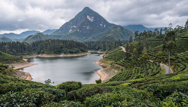 Adam's Peak / Sri Pada Mountain view from Tea Estate