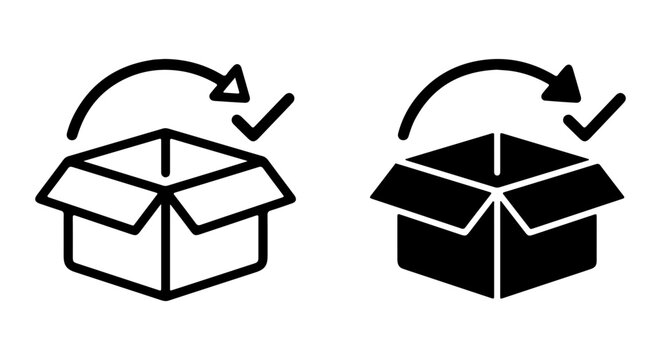 Delivery Return Icons, Shipping Box Arrows, Logistics Process Vector Graphics