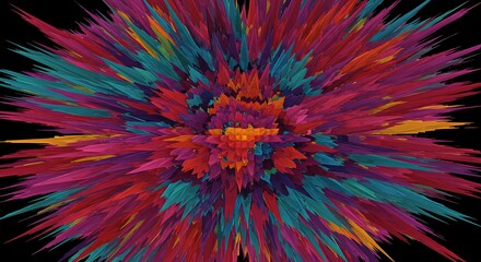 Obraz premium Abstract Colorful Spiky Burst, Digital Art