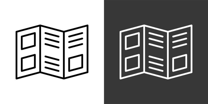 Brochure White And Black Icon Set Collection Pack Vector Illustration