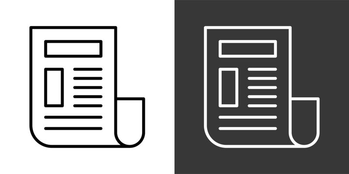 Tabloid White And Black Icon Set Collection Pack Vector Illustration