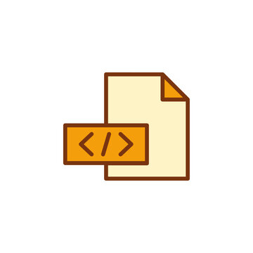 Code file icon in filled outline symbol style for source document