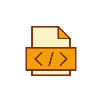 Code file icon in filled outline symbol style for source document