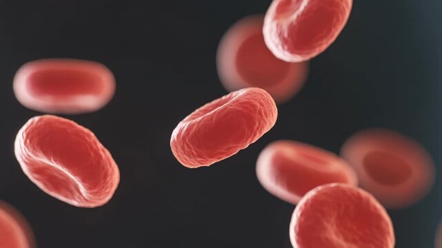 Hemoglobin and red blood cells flowing in bloodstream 3D animation