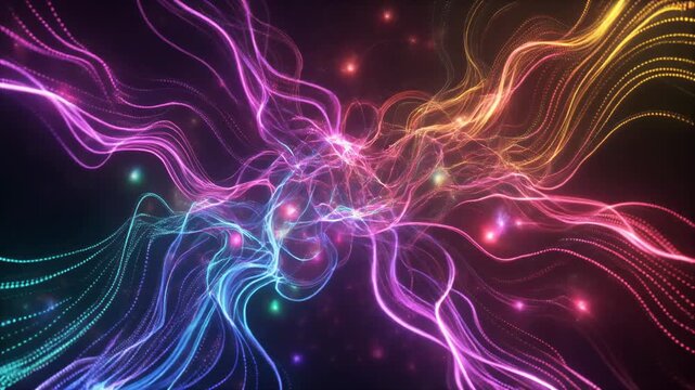Vibrant Abstract Particle Energy Waves 4K Generative AI