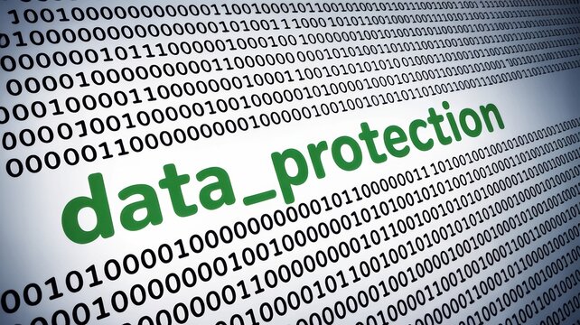  Data Protection Text on Binary Code Background Cyber Security Concept