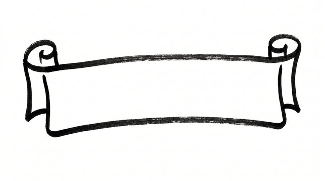 Hand-drawn ribbon banner scroll doodle on white background. Presentation asset for title text, corporate announcement, certificate frame, heading, and graphic design element.