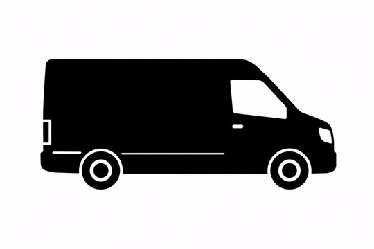 Silhouette of a Logistics Delivery Van Isolated on White Background