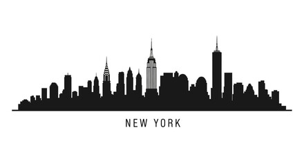 Obraz premium New York Skyline Silhouette: Iconic Cityscape Black and White Vector