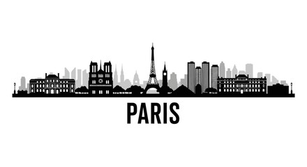 Fototapeta premium Paris skyline silhouette against white background